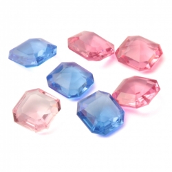Lot (7) Czech antique octagon cranberry pink sapphire blue crystal glass rhinestones 9x9mm