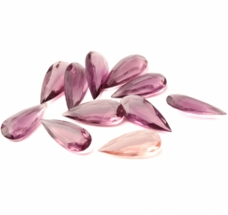 Lot (11) Czech antique amethyst crystal teardrop glass rhinestones 20x9mm