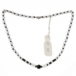 Vintage 15" necklace Czech clear black round rondelle seed glass beads
