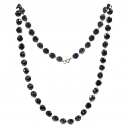 Vintage necklace Czech black triangle nugget white seed glass beads