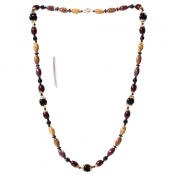 Vintage 21" beaded necklace Czech black marble glass beads