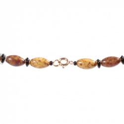 Vintage 21" beaded necklace Czech black marble glass beads