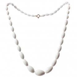 Vintage beaded necklace Czech white gradual oval glass beads