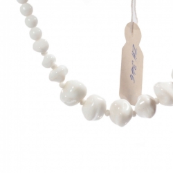Vintage 15" choker necklace Czech white round nugget seed glass beads