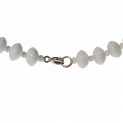 Vintage 16" beaded choker necklace Czech white rondelle seed glass beads
