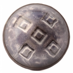 Large 32mm antique Czech 2 part brass mounted reverse geometric metallic hand painted glass button
