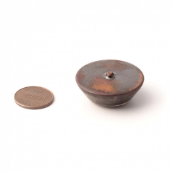Large 32mm antique Victorian Czech 2 part brass mounted reverse geometric metallic painted glass button