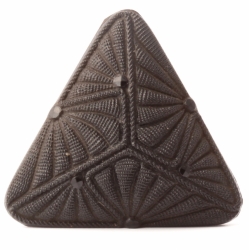 Antique Victorian Czech triangle black glass button 27mm