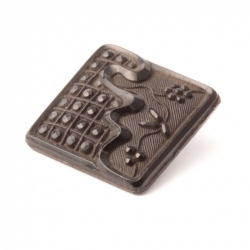 Antique Victorian Czech imitation rhinestone geometric flower square black glass button 20mm
