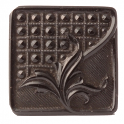 Antique Victorian Czech marcasite look geometric flower square black glass button 20mm