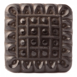 Antique Victorian Czech rhinestone effect geometric square black glass button 20mm