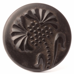 Antique Victorian Czech black faceted flower glass button 23mm