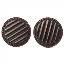 Lot (2) Antique Victorian Czech imitation rhinestone ribbed black glass buttons 23mm