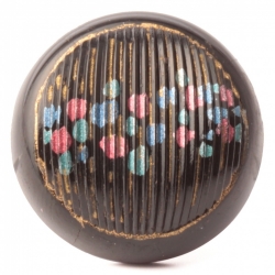 Antique Victorian Czech iridescent hand painted black glass button 22mm
