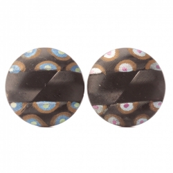 Lot (2) Antique Victorian Czech iridescent hand painted black glass buttons 23mm