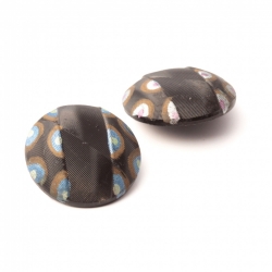 Lot (2) Antique Victorian Czech iridescent hand painted black glass buttons 23mm