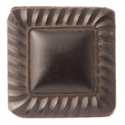 Antique Victorian Czech geometric square black glass button 21mm