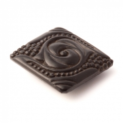 Antique Victorian Czech marcasite effect scroll square black glass button