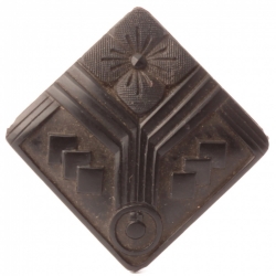 Antique Victorian Czech geometric floral square black glass button 20mm