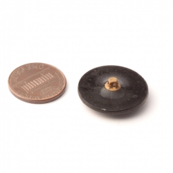 Antique Victorian Czech geometric circles and flower black glass button 23mm