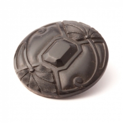 Antique Victorian Czech geometric imitation rhinestone flower black glass button 23mm