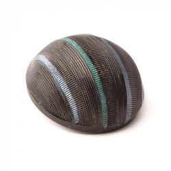 Antique Victorian Czech iridescent metallic stripe hand painted black glass button 24mm