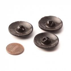 Lot (3) Antique Victorian Czech iridescent metallic abstract hand painted black glass buttons 27mm