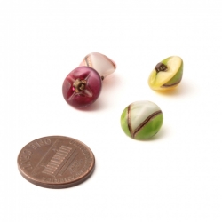 Lot (4) Antique Victorian Czech bicolor satin aventurine gold lampwork dimi glass buttons 11mm