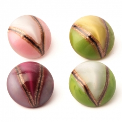 Lot (4) Antique Victorian Czech bicolor satin aventurine gold lampwork dimi glass buttons 11mm