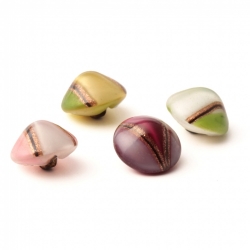 Lot (4) Antique Victorian Czech bicolor satin aventurine gold lampwork dimi glass buttons 11mm