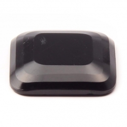 29mm Czech antique Victorian jet black square faceted art glass cabochon