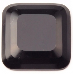 29mm Czech antique Victorian jet black square faceted art glass cabochon