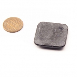 29mm Czech antique Victorian jet black square faceted art glass cabochon