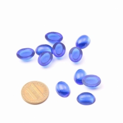 Lot (11) 13mm Czech vintage deep sapphire blue oval glass cabochons