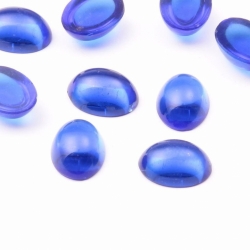 Lot (11) 13mm Czech vintage deep sapphire blue oval glass cabochons