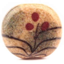 25mm vintage Czech black red floral lampwork marble gemstone oval glass bead
