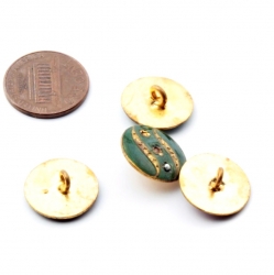 Lot (4) 16mm Art Nouveau Czech antique floral cloisonne enamelled gold metal buttons