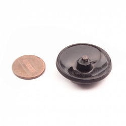 31mm antique Czech yin yang faceted black glass button