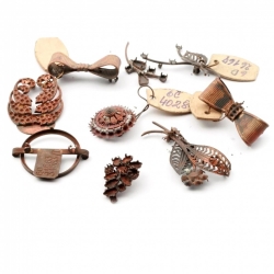 Lot (9) Czech Vintage Art Deco pin brooch earring elements jewelry design findings