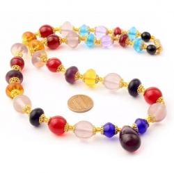Vintage Czech necklace multicolor chunky glass beads
