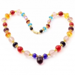 Vintage Czech necklace multicolor chunky glass beads