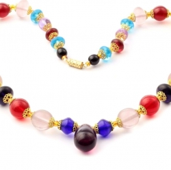 Vintage Czech necklace multicolor chunky glass beads