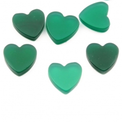 Lot (6) 10mm vintage Czech imitation gemstone chrysoprase heart glass cabochons