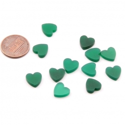 Lot (6) 10mm vintage Czech imitation gemstone chrysoprase heart glass cabochons