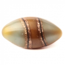 Antique Victorian Czech satin aventurine gold stripe lampwork glass button 16mm