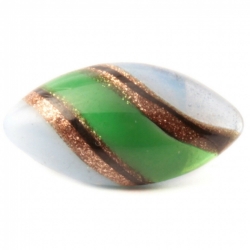 Antique Victorian Czech green opaline satin stripe lampwork glass button 16mm