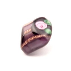 Antique Victorian Czech lampwork bicolor square dimi glass button 10mm