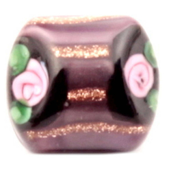 Antique Victorian Czech lampwork bicolor square dimi glass button 10mm