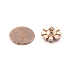15mm Antique Victorian Czech metal flower button amethyst glass rhinestones