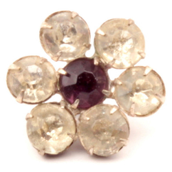 19mm Antique Victorian Czech metal flower button pink crystal glass rhinestones